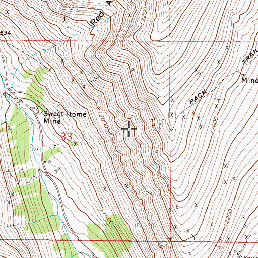 Topographic Map of Walker and Buffalo Head Mine, CO