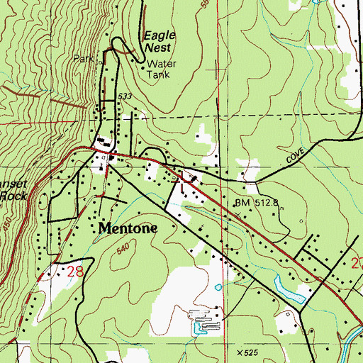 Topographic Map of Mentone Post Office, AL
