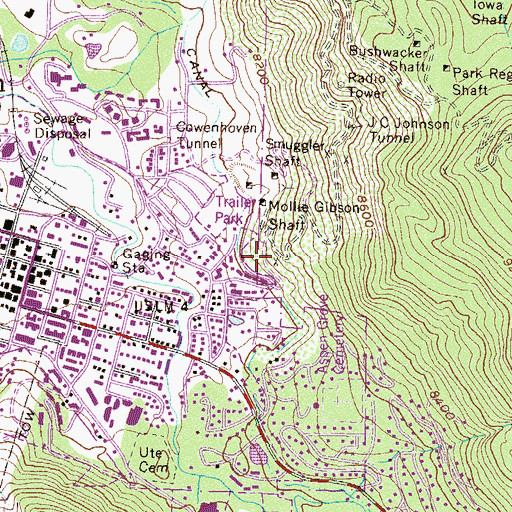 Topographic Map of Alta Argent Mine, CO