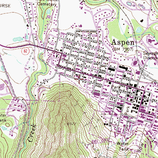 Topographic Map of Pride of Aspen Mine, CO