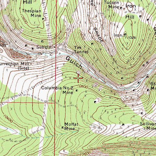 Topographic Map of Crescentia Shaft, CO