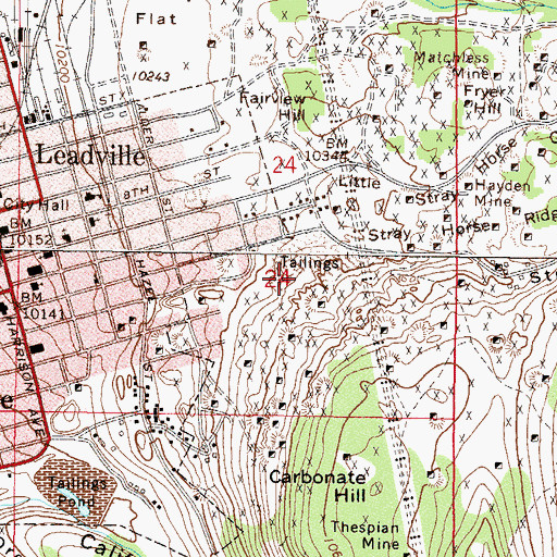 Topographic Map of Evening Star Mine, CO