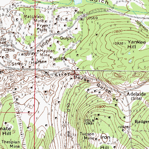 Topographic Map of Highland Mary Tunnel Mine, CO