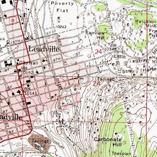 Topographic Map of Midas Mine, CO