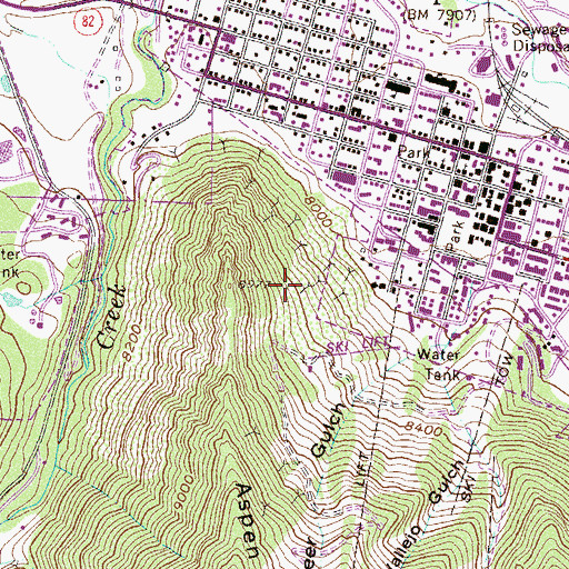 Topographic Map of Durgen Tunnel Mine, CO