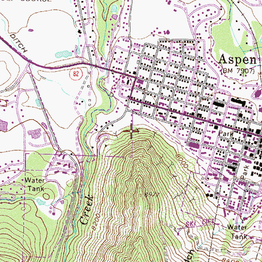 Topographic Map of Holden Mine, CO