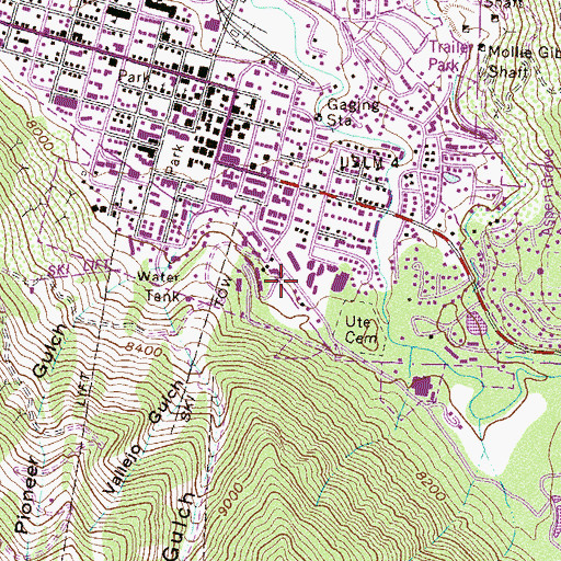 Topographic Map of Little Nell Shaft Mine, CO