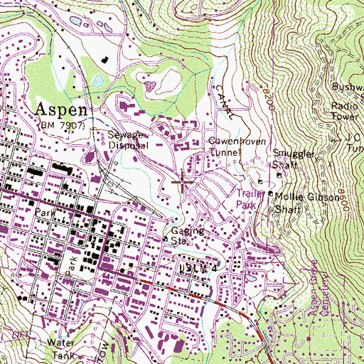 Topographic Map of Spar Consolidated Mine, CO