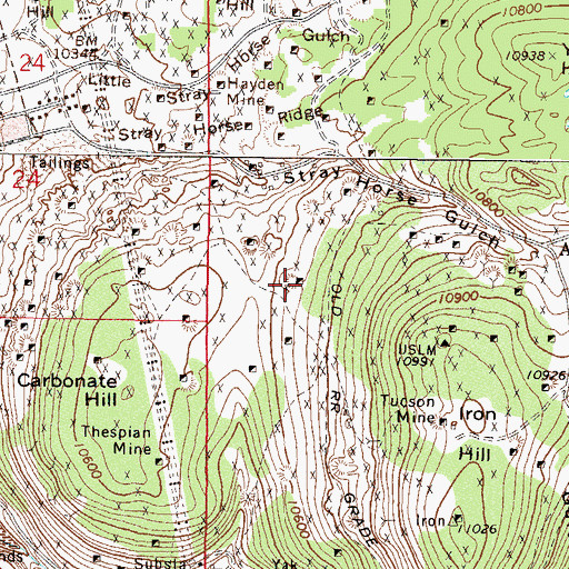 Topographic Map of Pyrenees Mine, CO