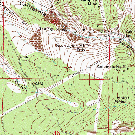 Topographic Map of Revenue Number One Mine, CO