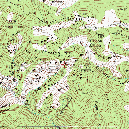 Topographic Map of Sunnyside Mine, CO