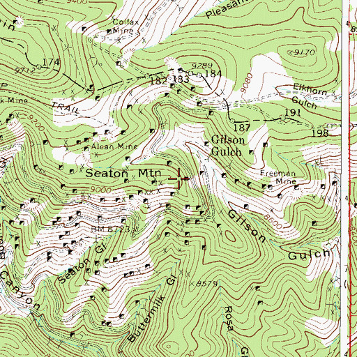 Topographic Map of Veto Shaft Mine, CO