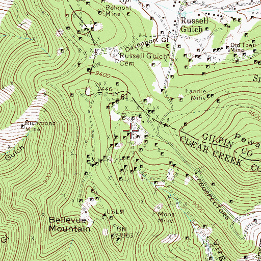 Topographic Map of Williams Shaft Mine, CO