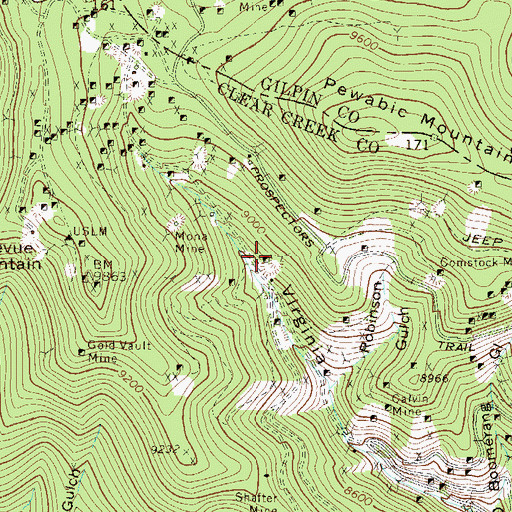 Topographic Map of Windsor Castle Shaft Mine, CO