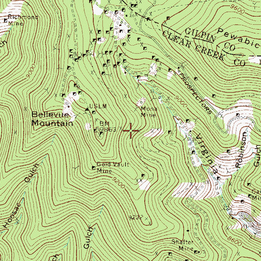 Topographic Map of Wolverine Tunnel Mine, CO