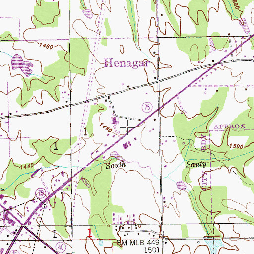 Topographic Map of Henagar Post Office, AL