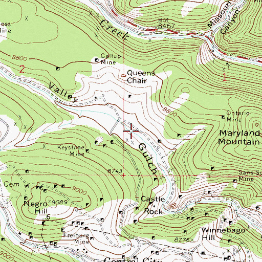 Topographic Map of Tucker Number One Mine, CO