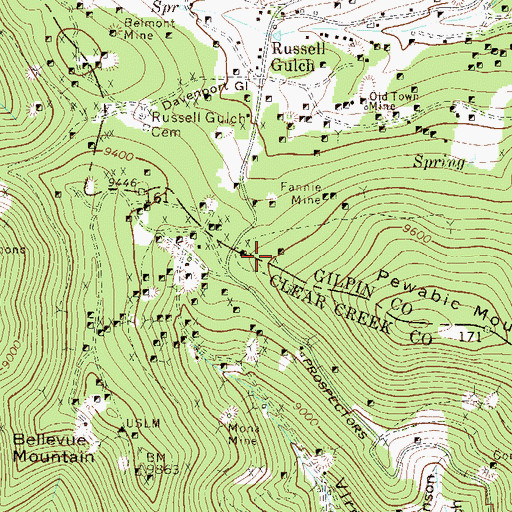 Topographic Map of Ada Group of Mines, CO