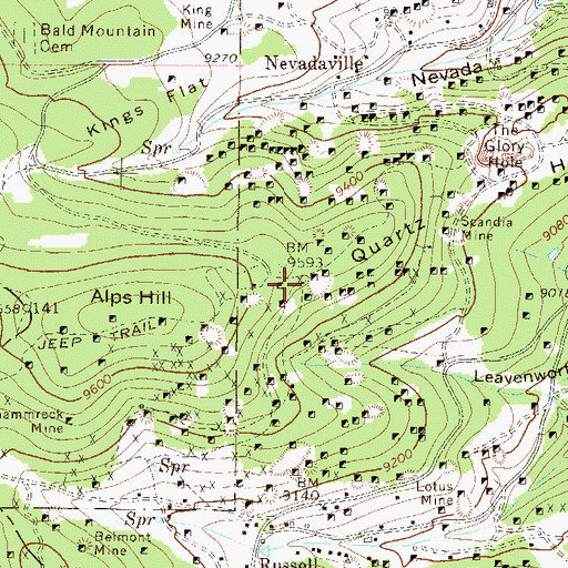 Topographic Map of Alps Mine, CO
