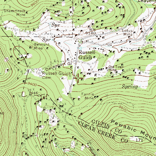 Topographic Map of Bangur Shaft Mine, CO