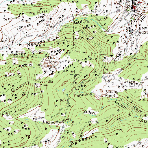 Topographic Map of Barnes Mine, CO