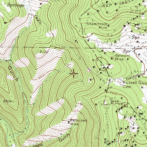 Topographic Map of Bon Ton Mine, CO