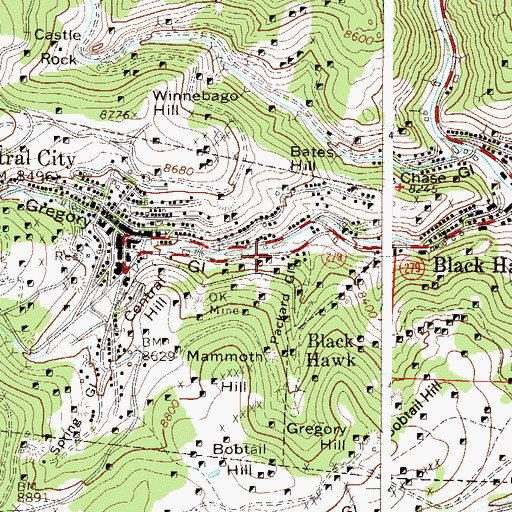 Topographic Map of Buell Shaft Mine, CO