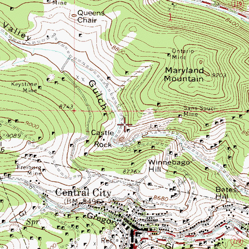 Topographic Map of Casto Mine, CO