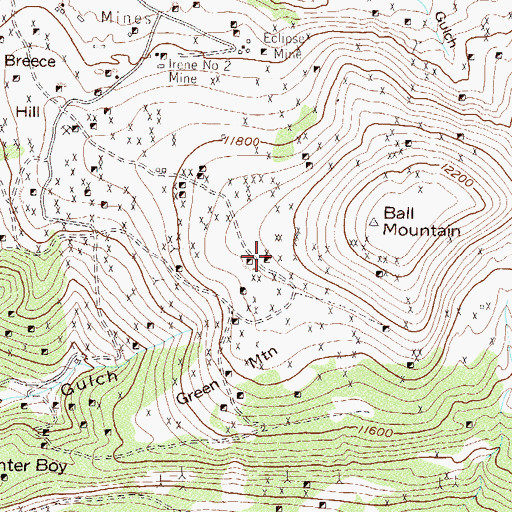 Topographic Map of Bald Mountain Shaft, CO