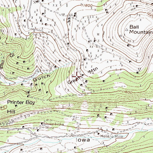 Topographic Map of Ball Mountain Mine, CO