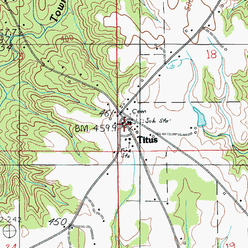 Topographic Map of Titus Post Office, AL