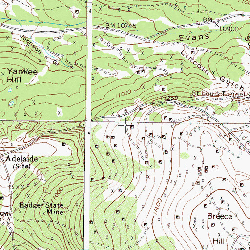 Topographic Map of Free American Number Two Mine, CO