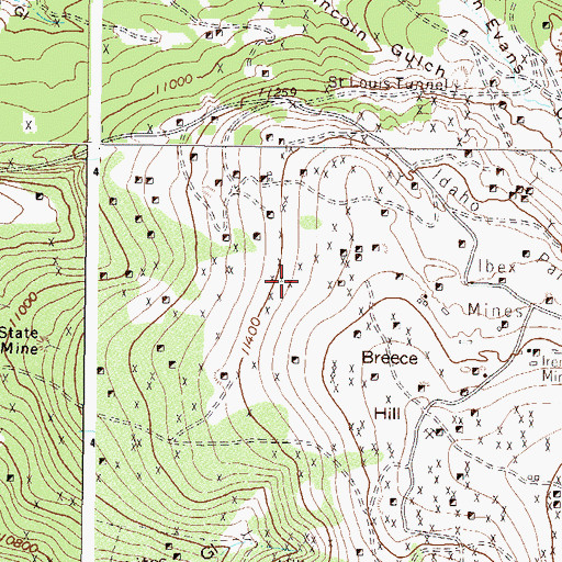Topographic Map of Saint Ann Mine, CO