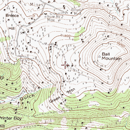 Topographic Map of Sunday Mine, CO