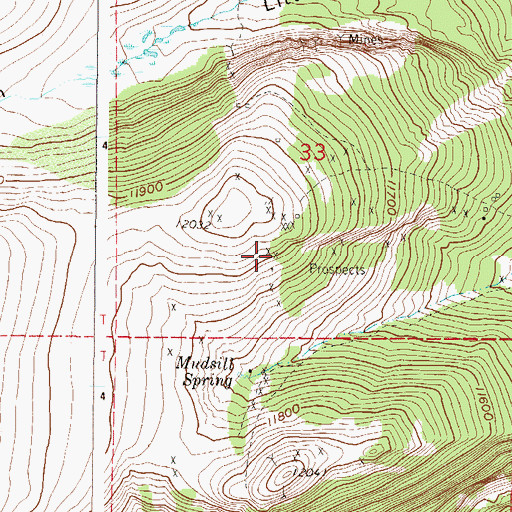 Topographic Map of Denver Mine, CO