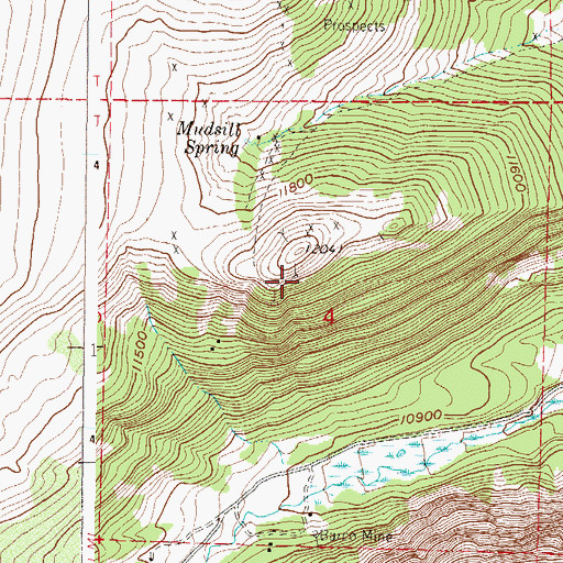 Topographic Map of Mudsill Mine, CO