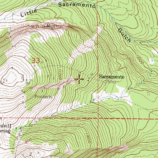 Topographic Map of Sacramento Mine, CO