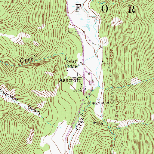 Topographic Map of Ashcroft Mine, CO