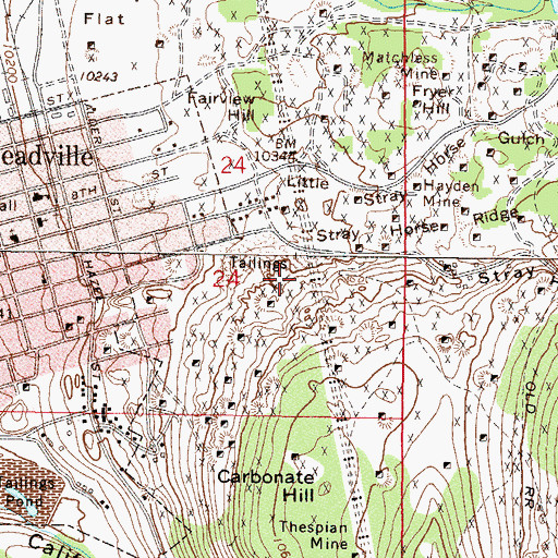 Topographic Map of Leadville District Mine, CO