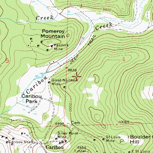 Topographic Map of Comstock Mine, CO