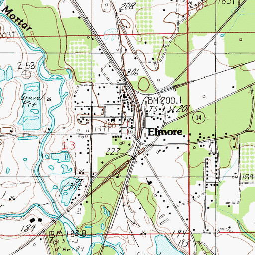 Topographic Map of Elmore Post Office, AL