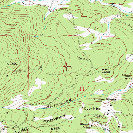 Topographic Map of Pine Grove Mine, CO