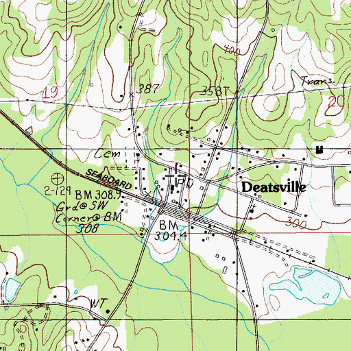 Topographic Map of Deatsville Post Office, AL