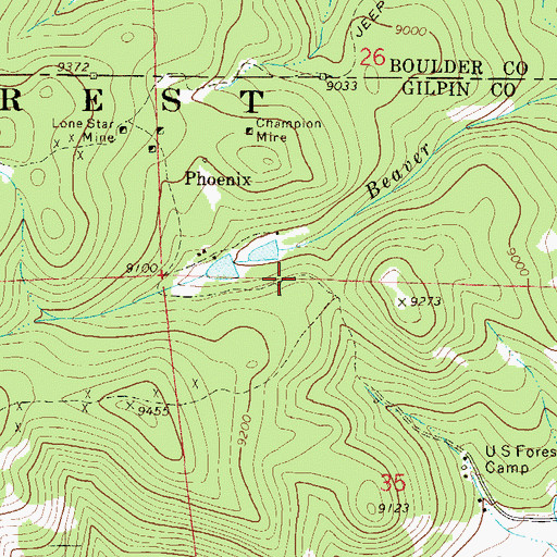 Topographic Map of Tacoma Tunnel Mine, CO