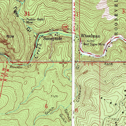 Topographic Map of Kingston Mine, CO