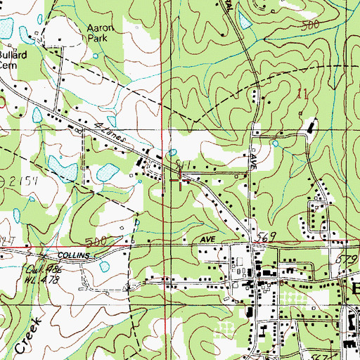 Topographic Map of Eclectic Post Office, AL