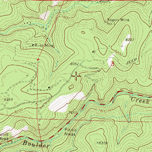 Topographic Map of Otego Mine, CO