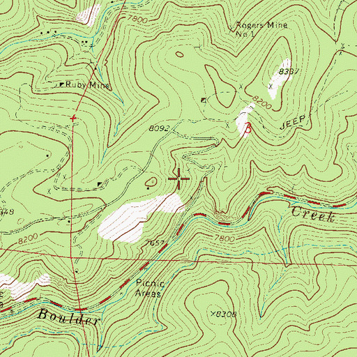 Topographic Map of Rogers Number Five Mine, CO