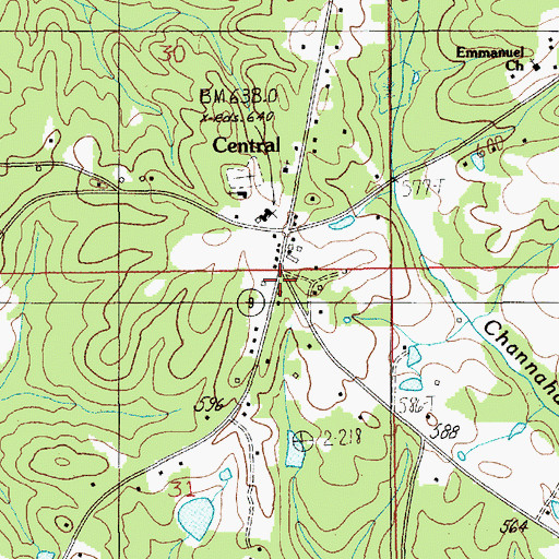 Topographic Map of Central Post Office, AL