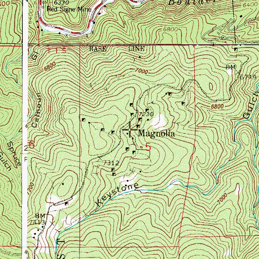Topographic Map of Rusty Dime Mine, CO